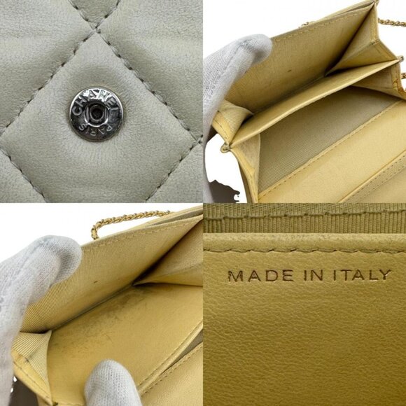 Chanel Compact Wallet Card Coin Case Yellow with Chain - Picture 8 of 8